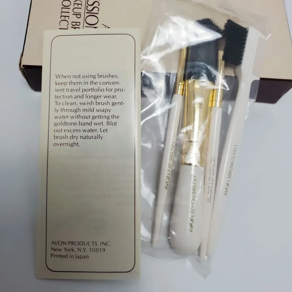 Vintage Avon Professional Travel Makeup Brush Collection 4 Piece Set